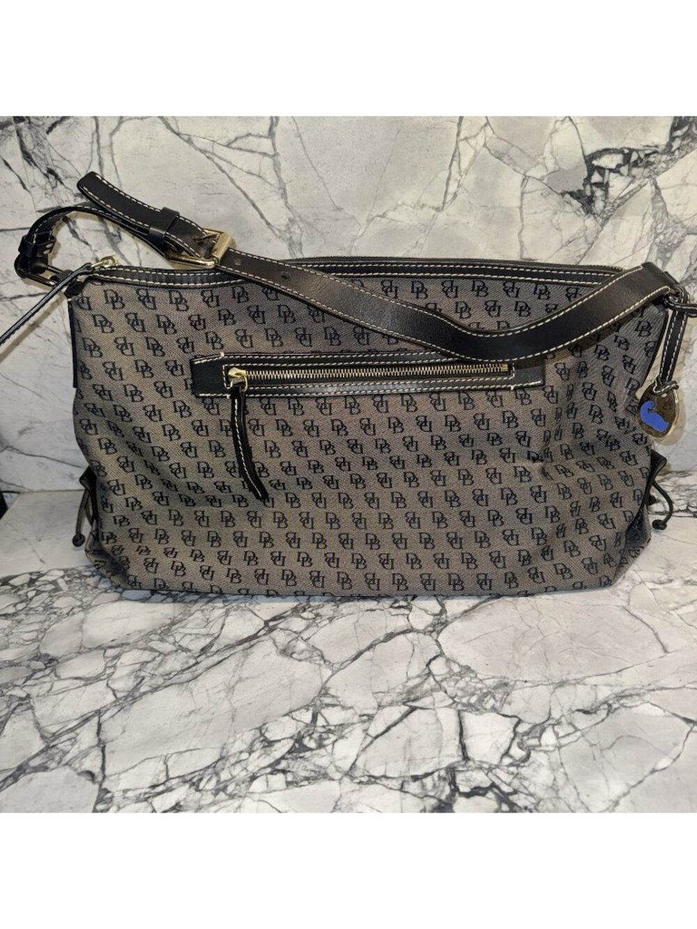 Dooney & Bourke Signature Monogram Black Gray Logo Tote Purse